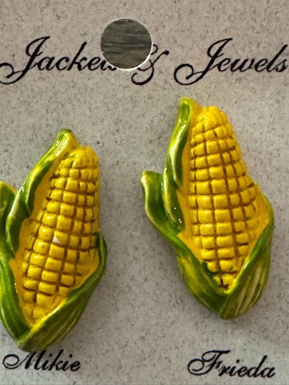 Novelty Yellow & Green Corn Cob Earrings - Picture 1 of 4
